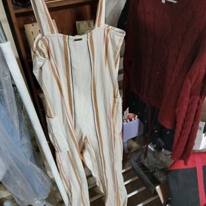 Billabong Cream and Multicolor Striped Jumpsuit